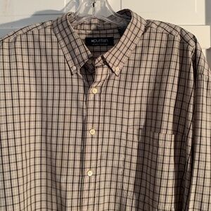 Puritan Brown and Black Plaid Button-Down Shirt EUC